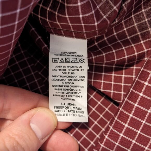 LLBean Slightly Fitted Red Wrinkle-Free Check Shirt Size Medium Tall - Picture 7 of 11